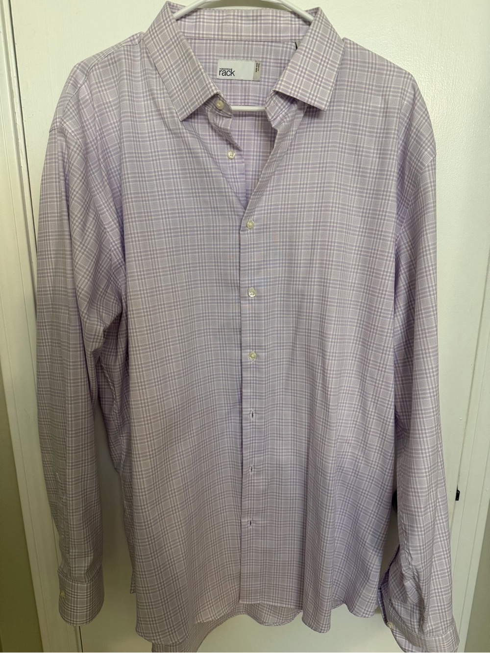 The Rack Men's Lavender Plaid Dress Shirt - Classic Spread Collar